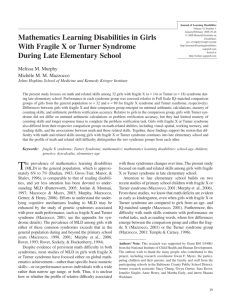 Mathematics Learning Disabilities in Girls With Fragile X or Turner