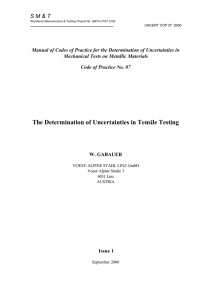 The Determination of Uncertainties in Tensile Testing