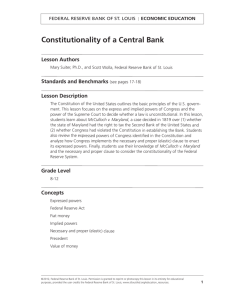 Constitutionality of a Central Bank Lesson Plan