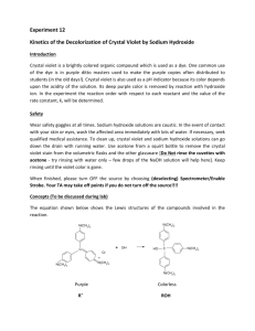 Kinetics of the Decolorization of Crystal Violet by Sodium Hydroxide
