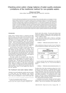 Checking anion-cation charge balance of water quality analyses