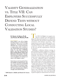 Validity Generalization vs. Title VII: Can Employers Successfully