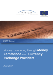 Money laundering through money remittance and currency