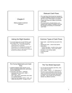 Chapter 9 Relevant Cash Flows Asking the Right Question Common