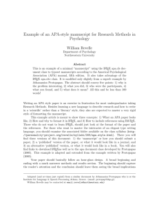 Example of an APA-style manuscript for Research Methods in