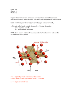 CHEM104 Chapter 13 Worksheet Copper, like most transition