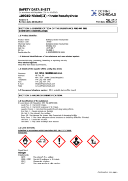 MSDS for Magnesium chloride hexahydrate