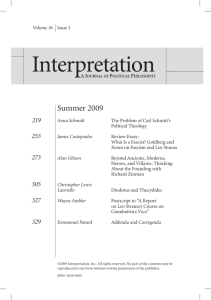 Summer 2009 - Interpretation: A Journal of Political Philosophy