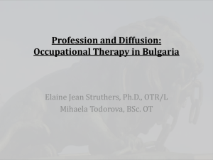 Profession and Diffusion: Occupational Therapy in Bulgaria