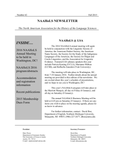 NAAHoLS Newsletter 62 (Fall 2015)