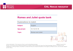 Romeo and Juliet quote bank EAL Nexus resource