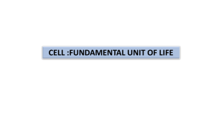 CELL FUNDAMENTAL UNIT OF LIFE