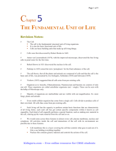 Chapter 5 -THE FUNDAMENTAL UNIT OF LIFE