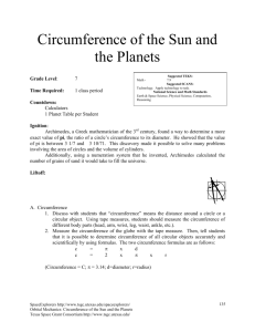 Circumference of the Sun and the Planets