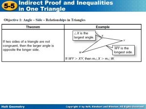 Indirect Proof and Inequalities in One Triangle
