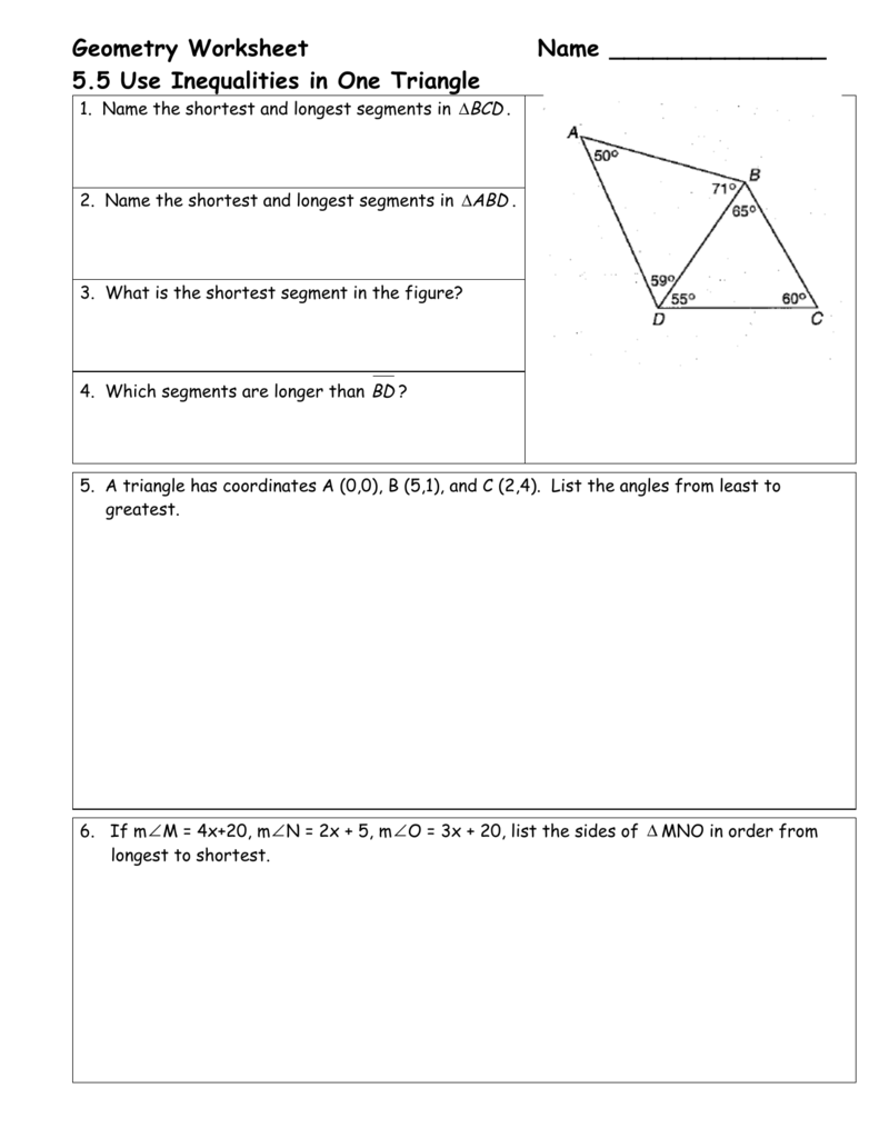 Bestseller: Geometry Inequalities In One Triangle Worksheet Answers