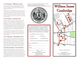William James' Cambridge - The Cambridge Historical Society