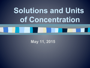 Solutions and Units of Concentration