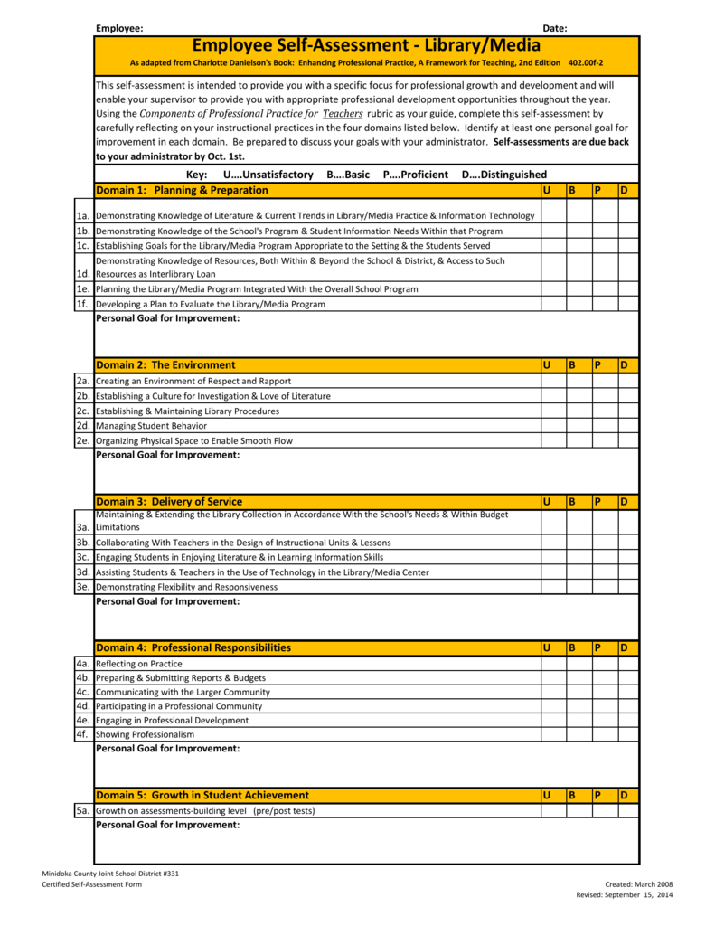 Free Printable Employee Self Assessment Forms 5690