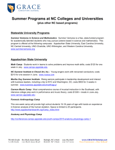 Summer Programs at NC Colleges and Universities