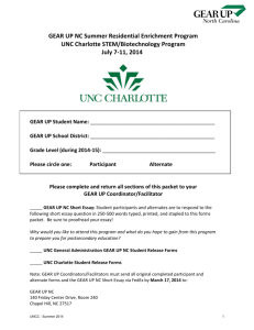 GEAR UP NC Summer Residential Enrichment Program UNC