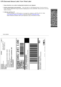 UPS Electronic Return Label: View/ Print Label