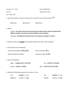 MgCl2 : magnesium chloride S2O3 : disulfur trioxide Na2SO3