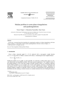 Median problem in some plane triangulations and quadrangulations