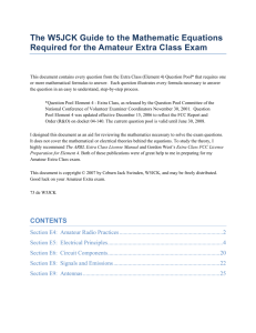 Extra Class Exam Questions containing Math Equations