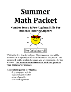 Algebra Summer Review Packet