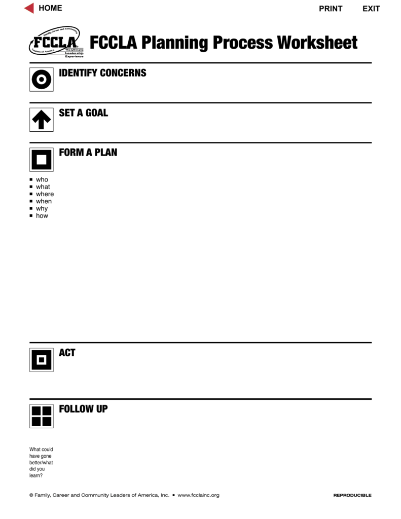 FCCLA Planning Process Worksheet
