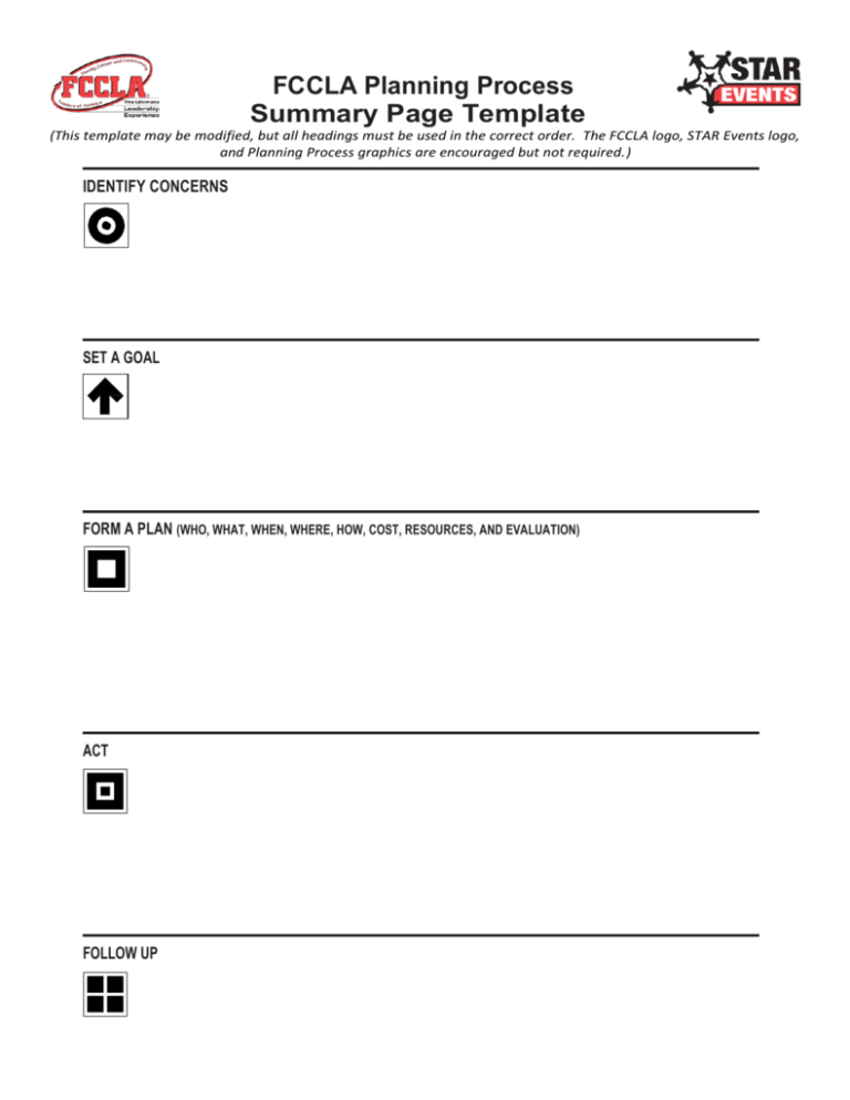 FCCLA Planning Process Summary Page Template