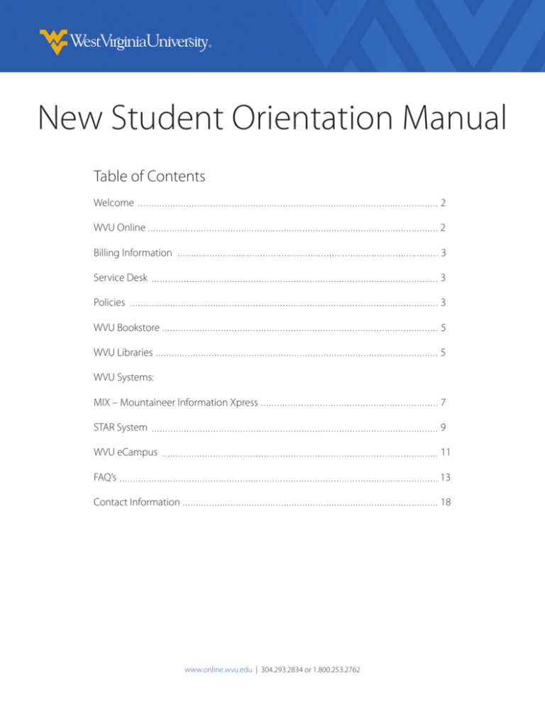 New Student Orientation Manual WVU Online