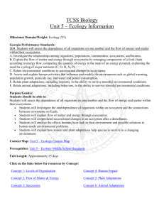 TCSS Biology Unit 5 – Ecology Information
