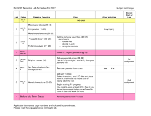 Biol 205 Tentative Lab Schedule for 2007 Before Mid Term Break