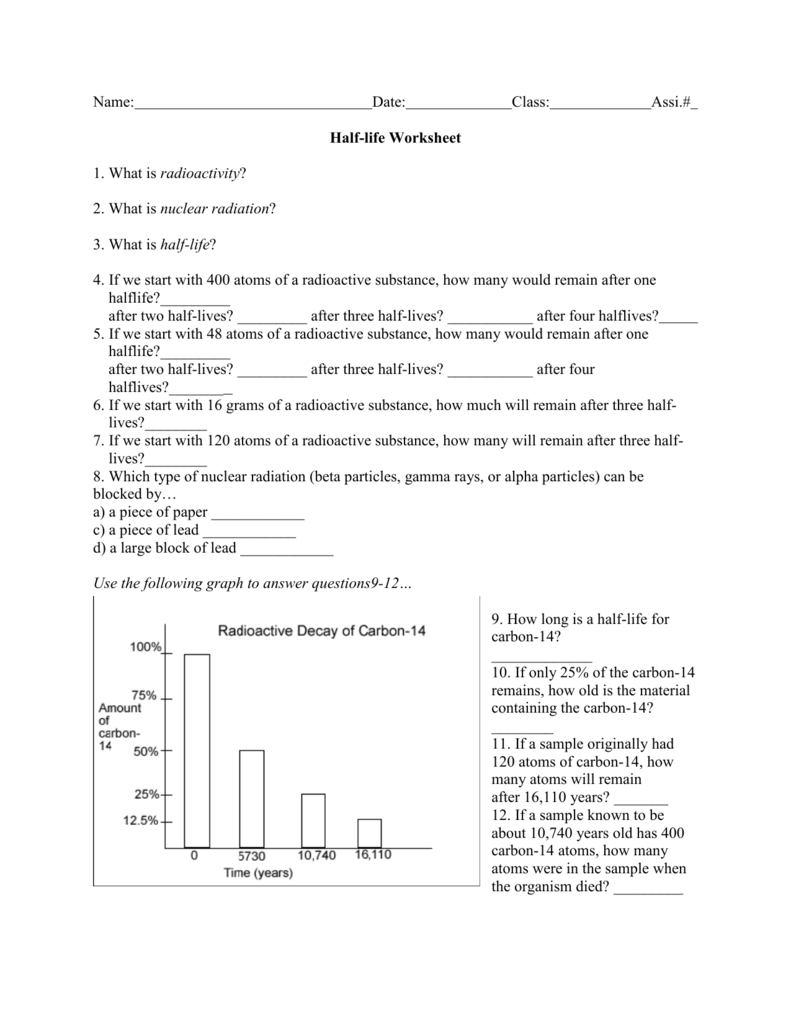 Carbon dating activity answers In Half Life Worksheet Answers