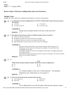 Review Topic 4: Electron Configurations and Lewis Structures