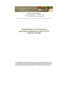 Senate Report to Accompany Agricultural Adjustment Act of 1933