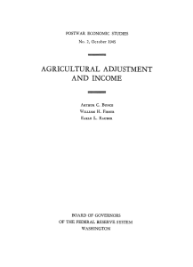 Postwar Economic Studies, No. 2. Agricultural Adjustment and Income