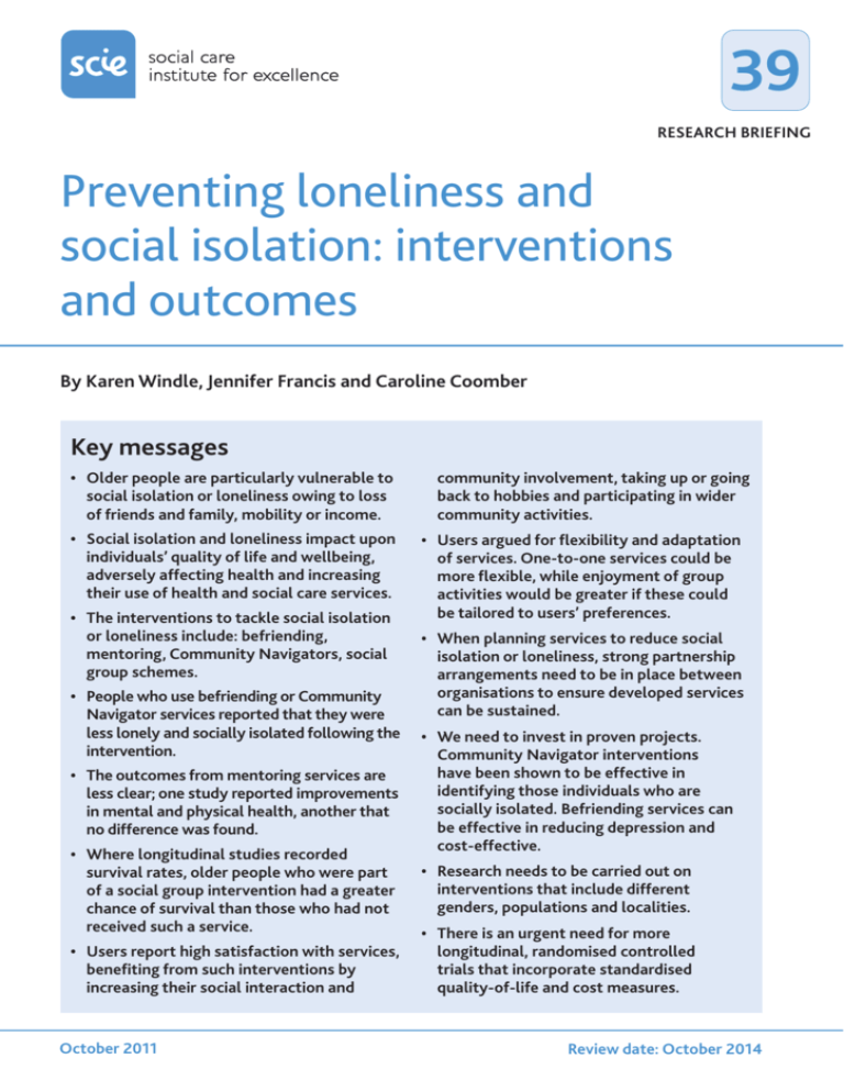 Preventing Loneliness And Social Isolation Interventions And Outcomes 5306
