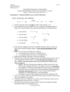 1 Nucleophilic Substitution of Alkyl Halides Experimental