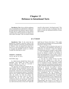 Chapter 13 Defenses to Intentional Torts