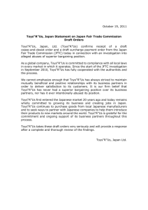 October 19, 2011 Toys“R”Us, Japan Statement on Japan Fair Trade