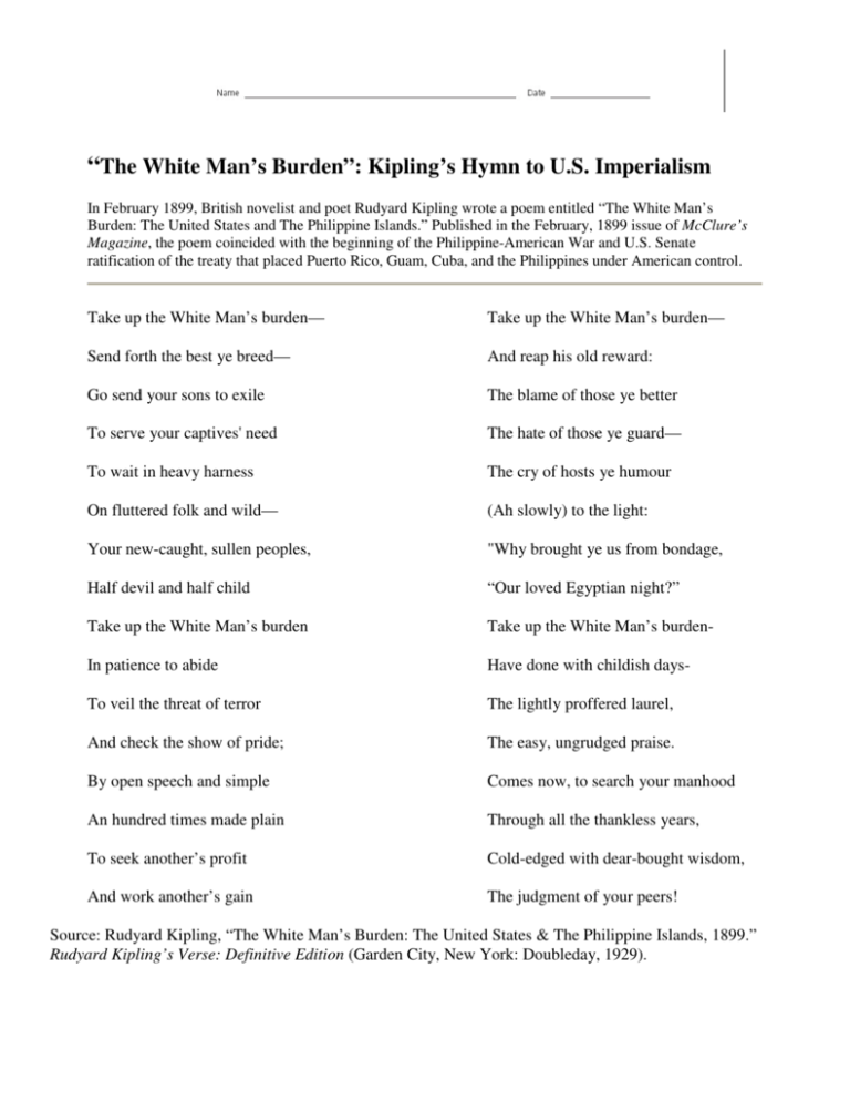kipling poem white mans burden