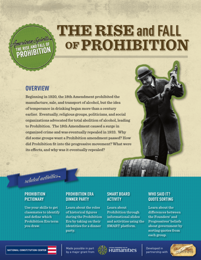 Prohibition Essay American Spirits: The Rise and Fall of Prohibition