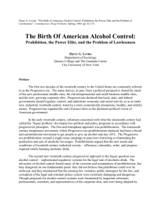 The Birth Of American Alcohol Control: Prohibition