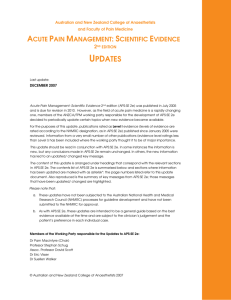 Acute Pain Management: Scientific Evidence 2nd edition