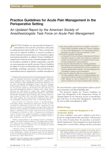 Practice Guidelines for Acute Pain Management in the Perioperative