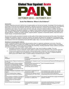 Acute Pain Medicine: Where Is the Evidence?