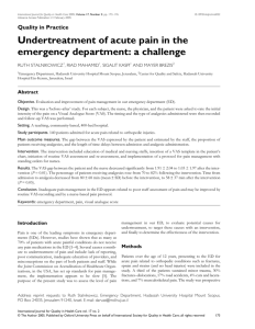 Undertreatment of Acute Pain in the ER